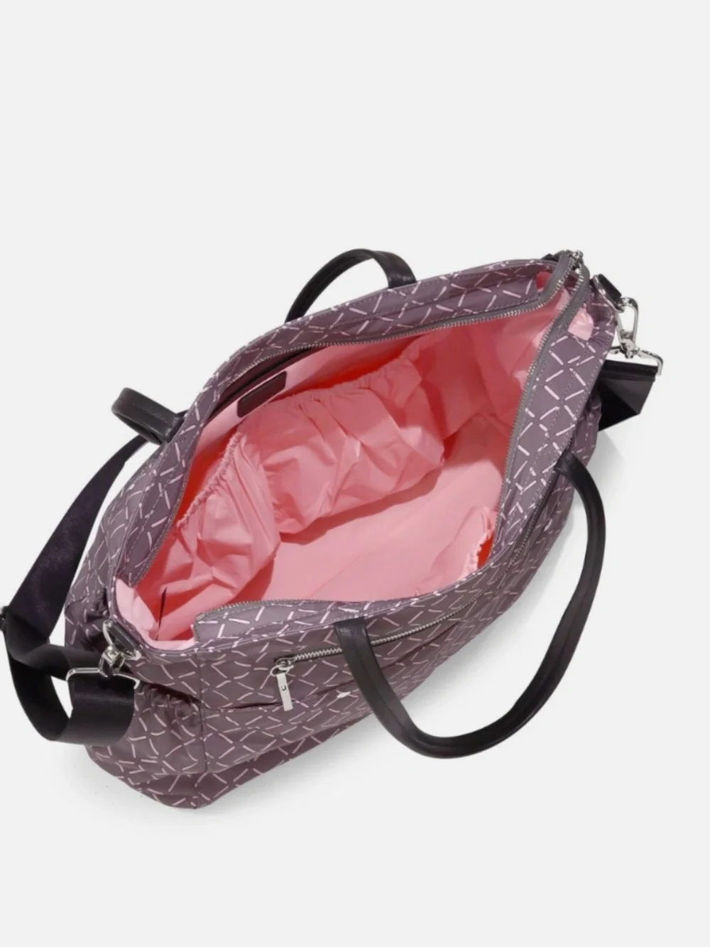 NWT Milly Luxe Baby Diaper Bag with Changing Pad in Gray and Pink